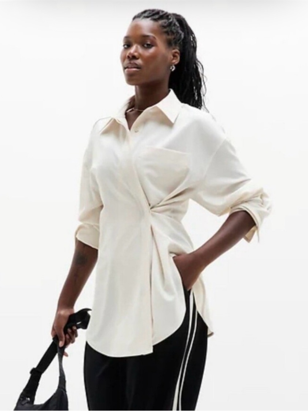 Athleta MVP Oversized Button Down Women’s Cream Shirt - S